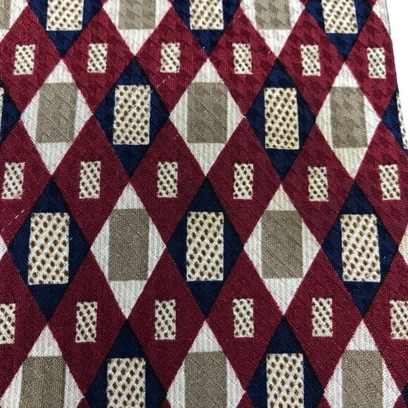 Givenchy Monsieur 100% Silk Red Gold Blue Geometric Men's Designer Tie - Picture 2 of 10